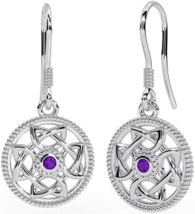 Amethyst Silver Celtic Dangle Earrings