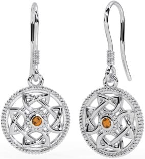 Citrine Silver Celtic Dangle Earrings