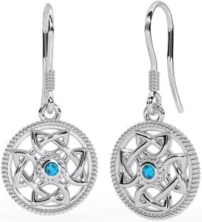 Topaz Silver Celtic Dangle Earrings