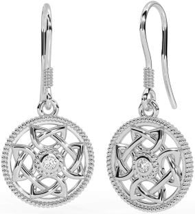 Diamante Branco Ouro céltico Pendurar Brincos