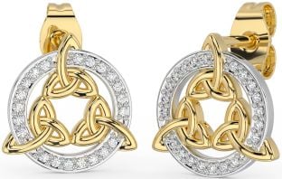 Diamant Aur Argint Cercei Stud Celtic Trinity Knot