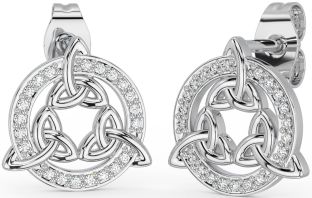 Diamond White Gold Celtic Trinity Knot Stud Earrings