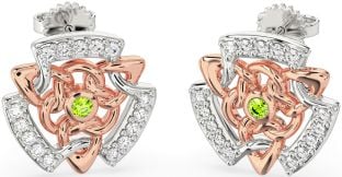 Diamant Peridot Ružové Zlato Strieborná keltský Stud Náušnice