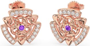 Diamant Amethyst Rose Gold Silber keltisch Zucht Ohrringe