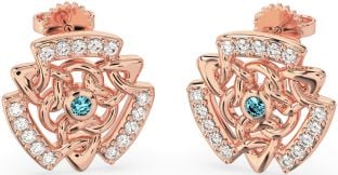 Diamant Aquamarin Rose Gold Silber keltisch Zucht Ohrringe