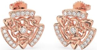 Diamond Rose Gold Silver Celtic Stud Earrings