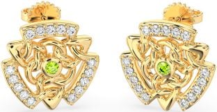 Diamante Peridoto Ouro Prata céltico Viga Brincos