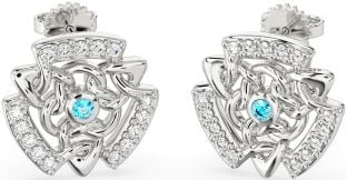 Diamond Topaz Silver Celtic Stud Earrings