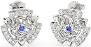 Diamond Sapphire White Gold Celtic Stud Earrings