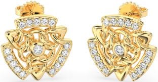 Diamant Gold keltisch Zucht Ohrringe