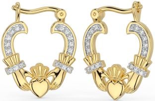 Diamante Ouro Prata Claddagh Aro Brincos