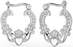 Diamante Prata Claddagh Aro Brincos