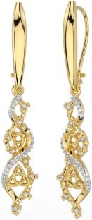 Diamante Oro Plata Claddagh céltico Trinidad Nudo Colgar Pendientes