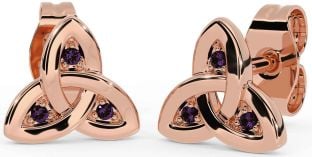 Alexandrite Rose Gold Silver Celtic Trinity Knot Stud Earrings