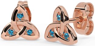 Topaz Rose Gold Silver Celtic Trinity Knot Stud Earrings