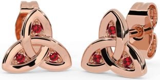 Ruby Rose Gold Celtic Trinity Knot Stud Earrings