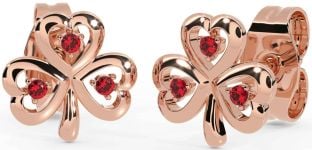 Ruby Rose Gold Silver Shamrock Stud Earrings