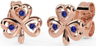 Sapphire Rose Gold Silver Shamrock Stud Earrings