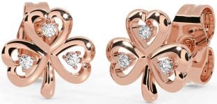 Diamant Rose Gold Kleeblcht Zucht Ohrringe