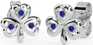 Sapphire Silver Shamrock Stud Earrings