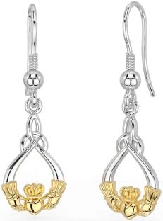 Gold Silber Claddagh Baumeln Ohrringe