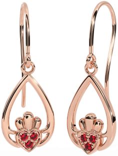 Ruby Rose Gold Claddagh Dangle Earrings