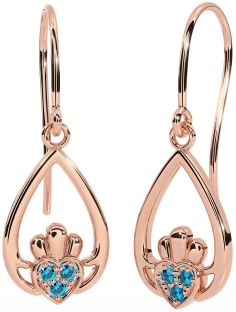 Topaz Gül Altın Claddagh Sallanmak Küpeler