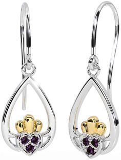 Alexandrit Aur Argint Cercei Claddagh Dangle