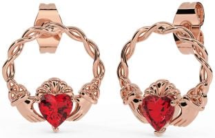 Ruby Rose Gold Silver Celtic Claddagh Trinity Knot Stud Earrings