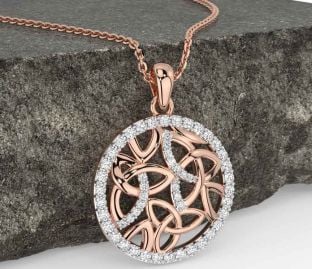 Diamond Rose Gold Celtic Trinity Knot Necklace