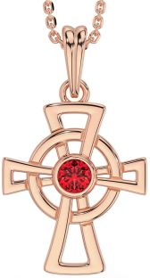 Ruby Rose Gold Silver Celtic Cross Necklace