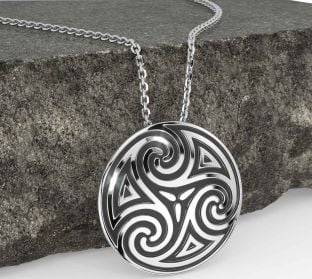 White Gold Black Rhodium Celtic Necklace