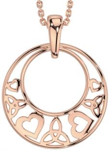 Rose Gold Silver Celtic Trinity Knot Heart Necklace