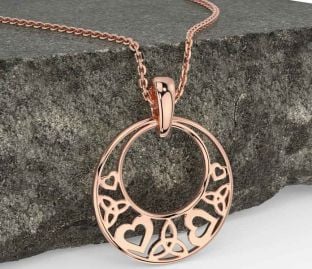 Rose Gold Celtic Trinity Knot Heart Necklace