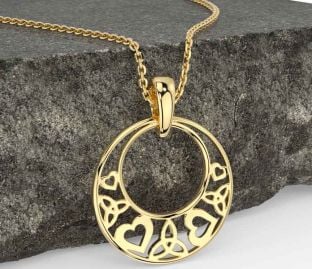 Gold Celtic Trinity Knot Heart Necklace