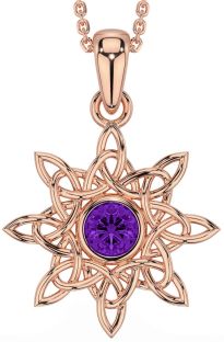Amethyst Rose Gold Silver Celtic Necklace