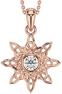 Diamond Rose Gold Silver Celtic Necklace