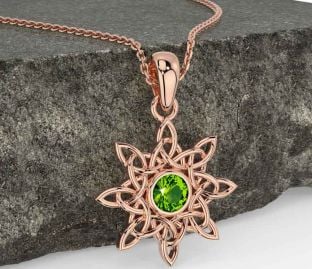 Peridot Rose Gold Silver Celtic Necklace