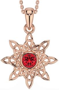 Ruby Rose Gold Silver Celtic Necklace