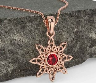 Ruby Rose Gold Silver Celtic Necklace