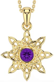 Amethyst Gold Silver Celtic Necklace