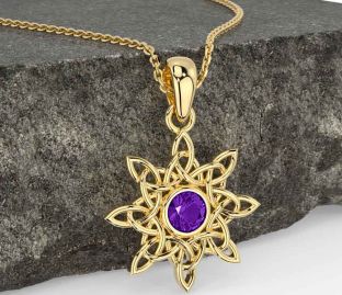 Amethyst Gold Silver Celtic Necklace