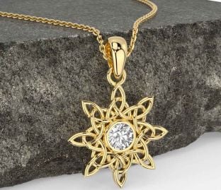 Diamond Gold Silver Celtic Necklace