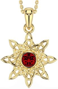 Garnet Gold Silver Celtic Necklace