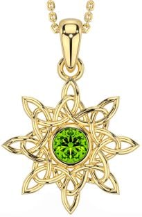 Peridot Gold Silver Celtic Necklace