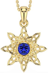 Sapphire Gold Silver Celtic Necklace