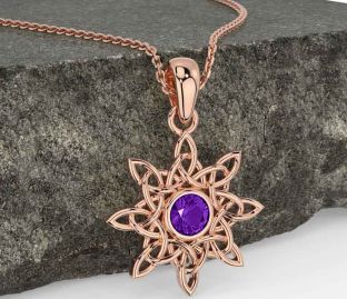 Amethyst Rose Gold Celtic Necklace