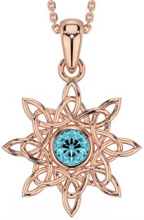 Aquamarine Rose Gold Celtic Necklace