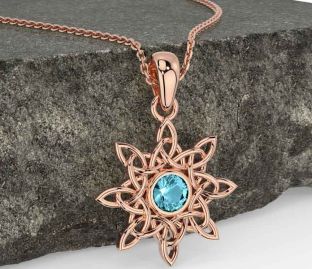Aquamarine Rose Gold Celtic Necklace