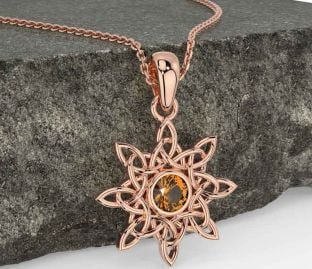 Citrine Rose Gold Celtic Necklace